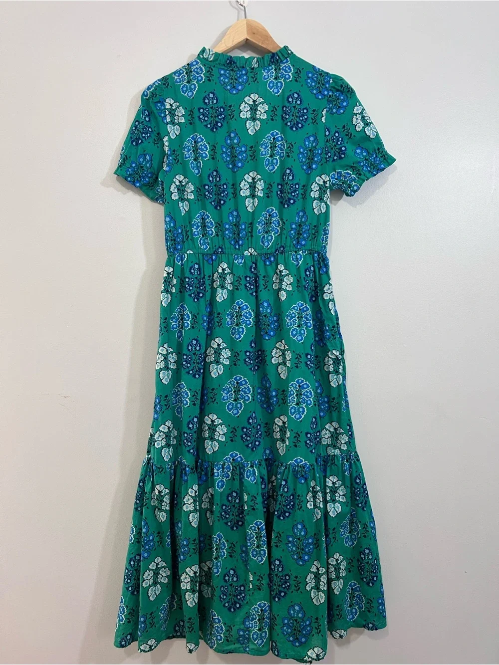 J. Crew Green Floral Short-Sleeve Midi Dress 4 - Picture 8 of 16